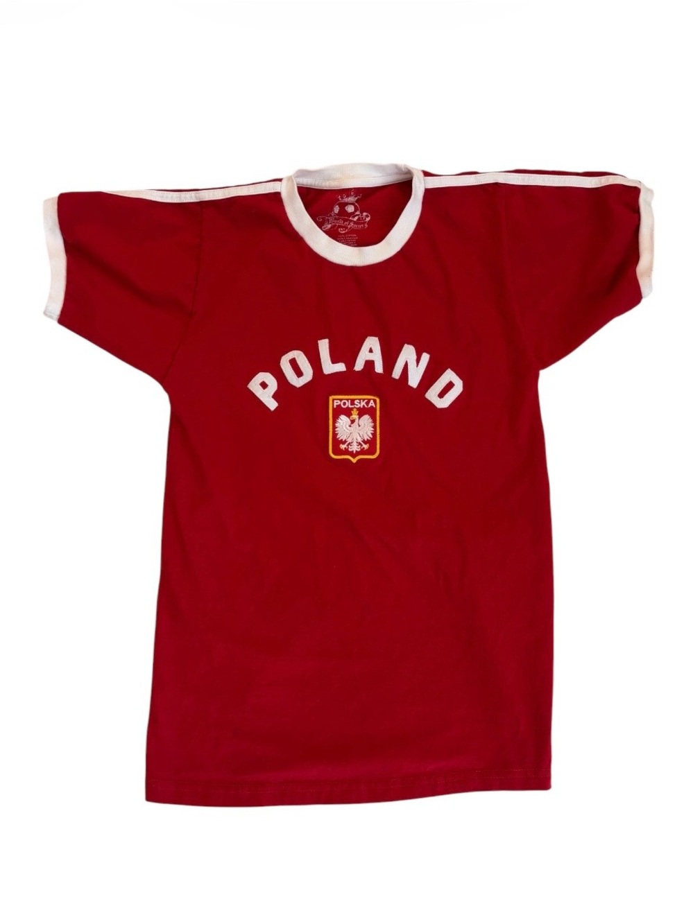 Poland Kids Red Soccer Jersey with White Trim